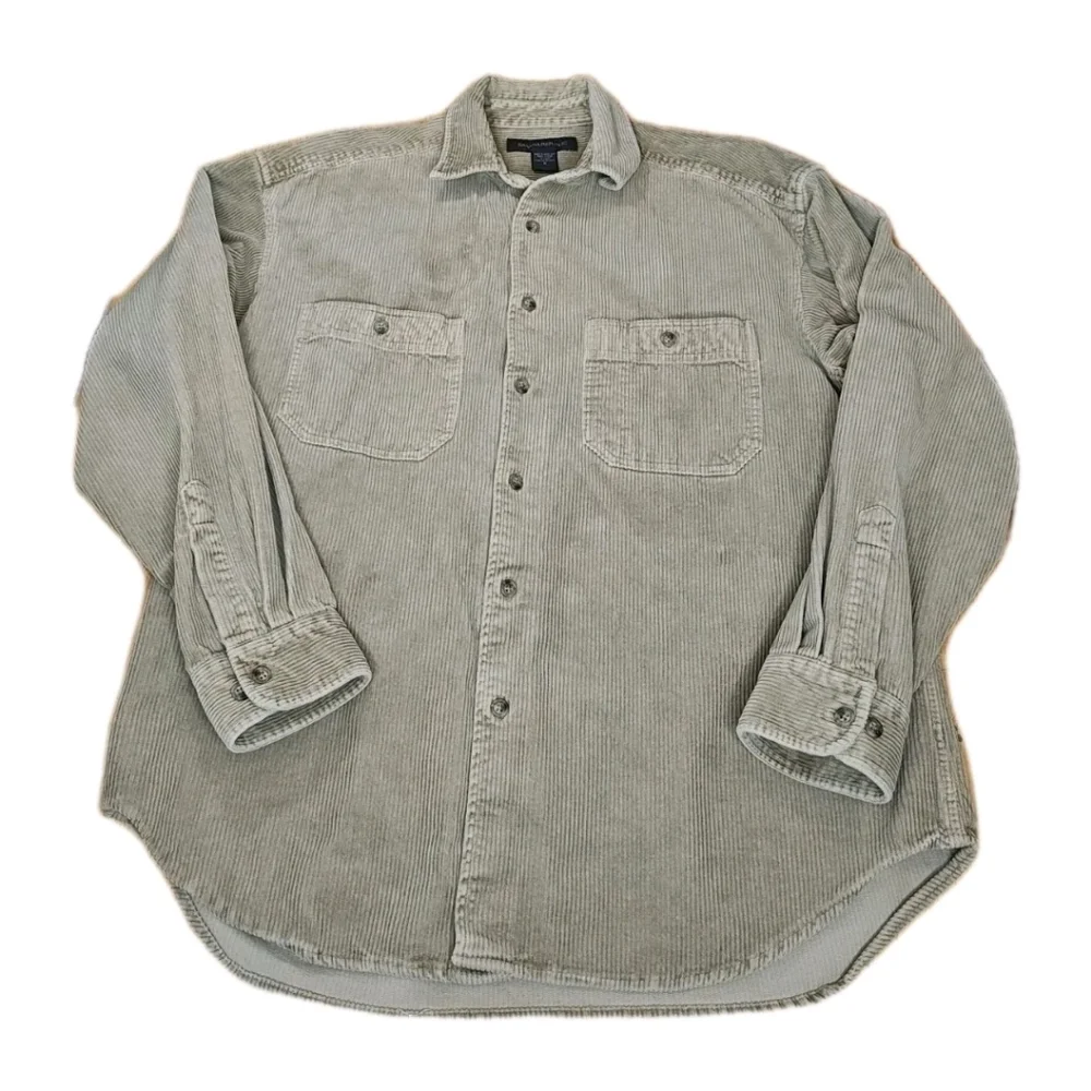 VTG 80s Banana Republic Safari Chore Work Field Corduroy Shirt Med Brown Tan
